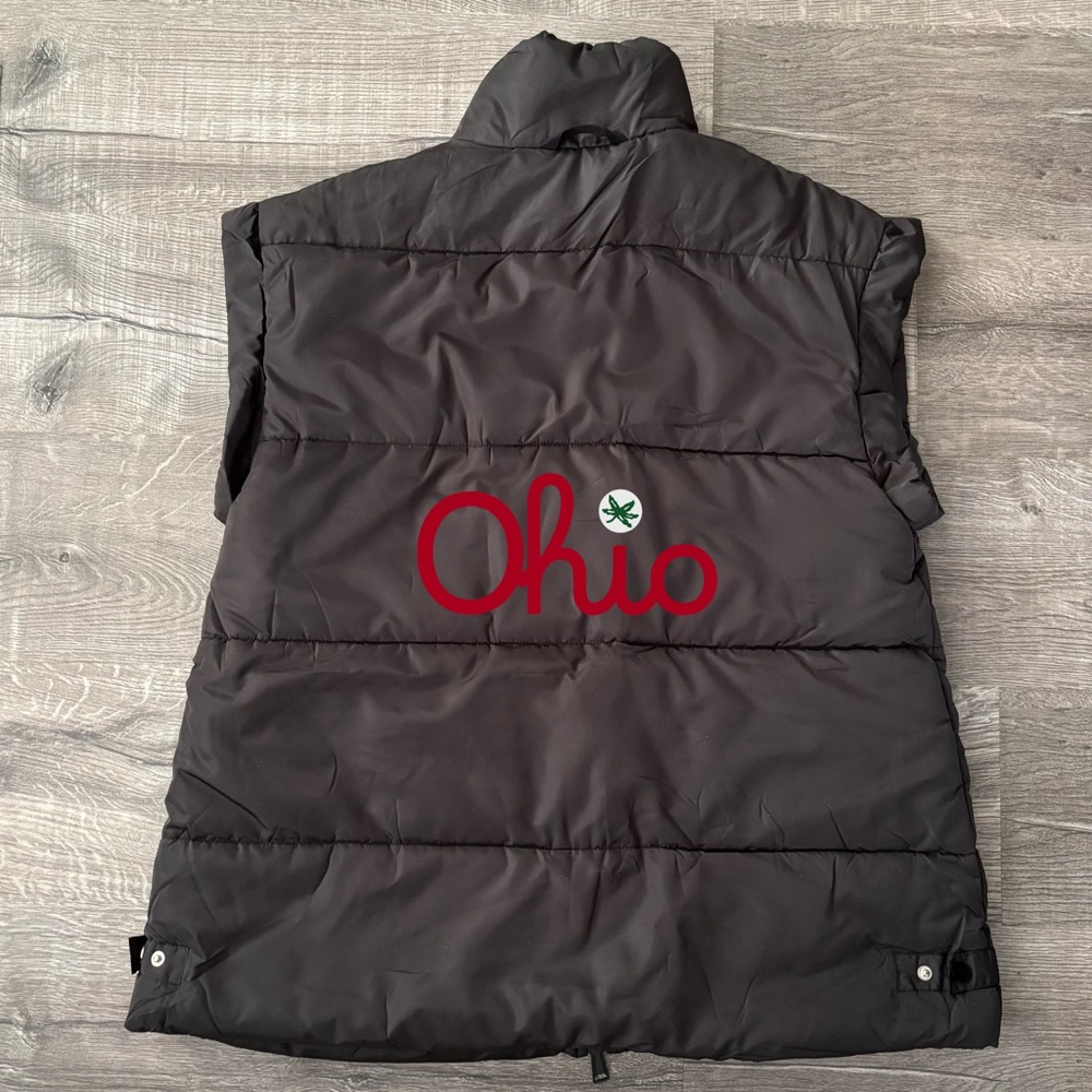 Script Ohio Oversized Black Puffer Vest